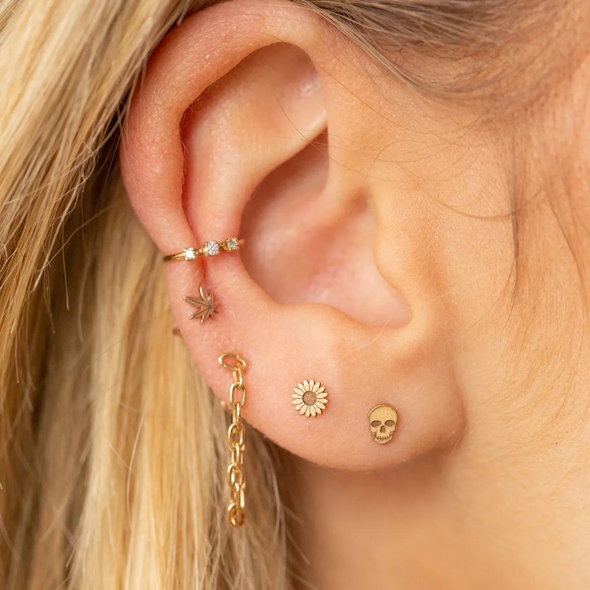 14k Itty Bitty Skull Stud