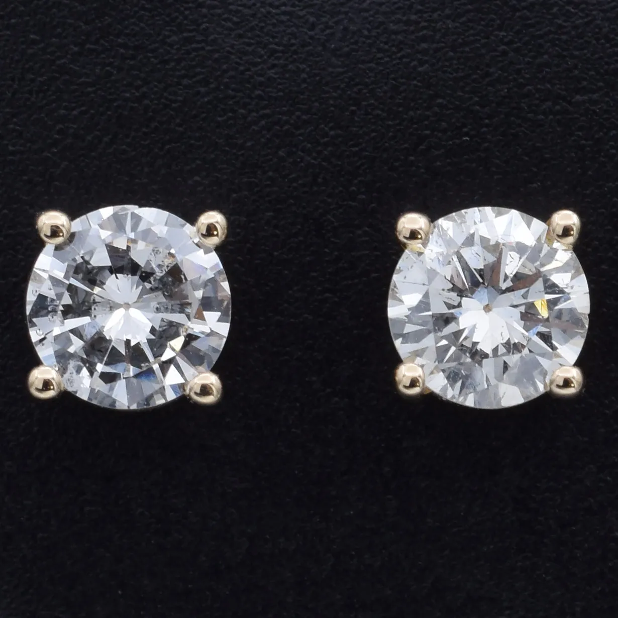 14K Yellow Gold 0.63 TCW Natural Diamond Round Stud Earrings 4.5 mm