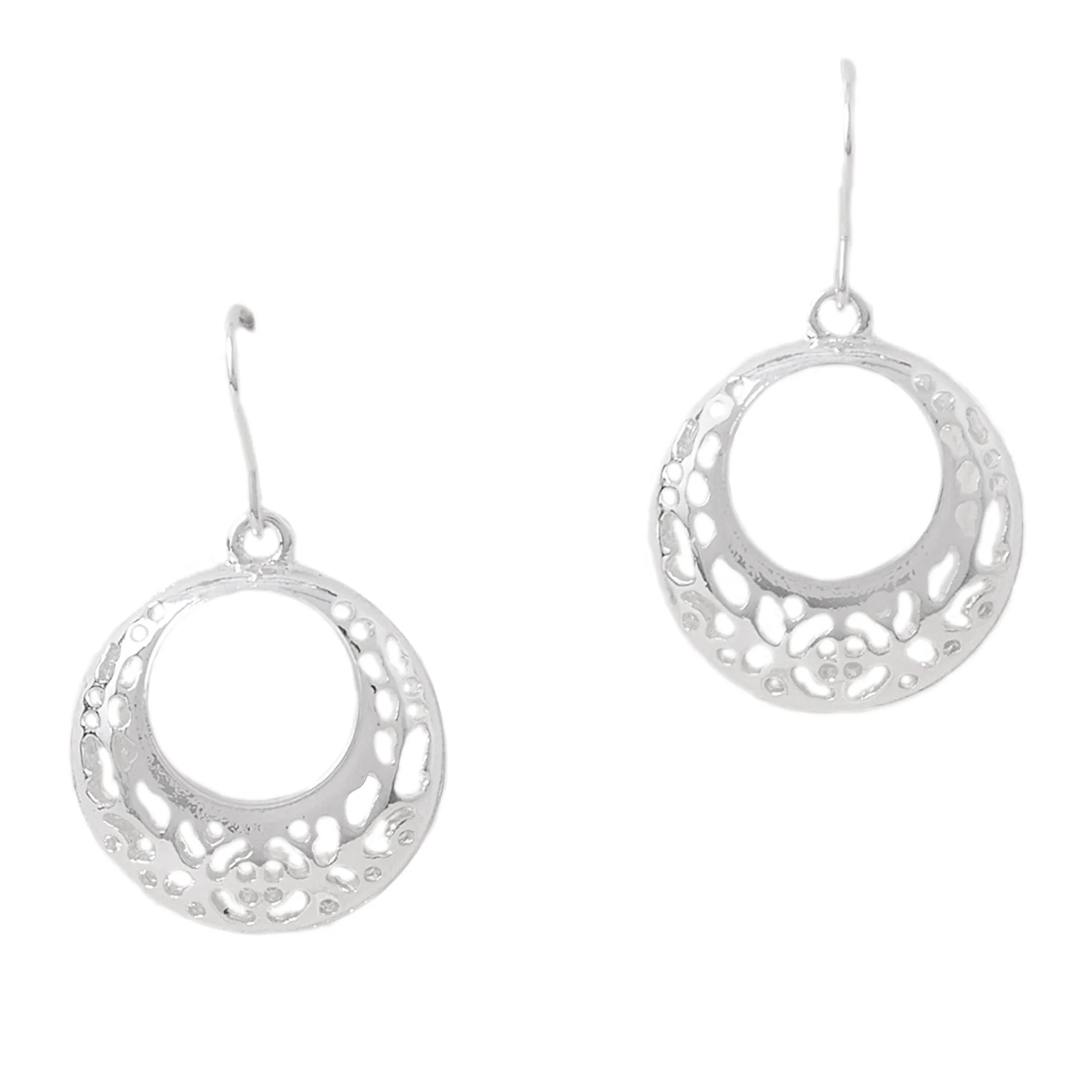 Accessorize London Women's Silver Filigree Short Drop Hoop Earring