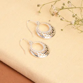 Accessorize London Women's Silver Filigree Short Drop Hoop Earring