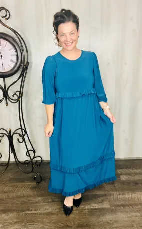 Amanda Teal Ruffle Dress