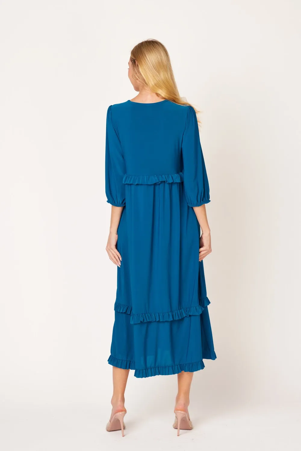 Amanda Teal Ruffle Dress