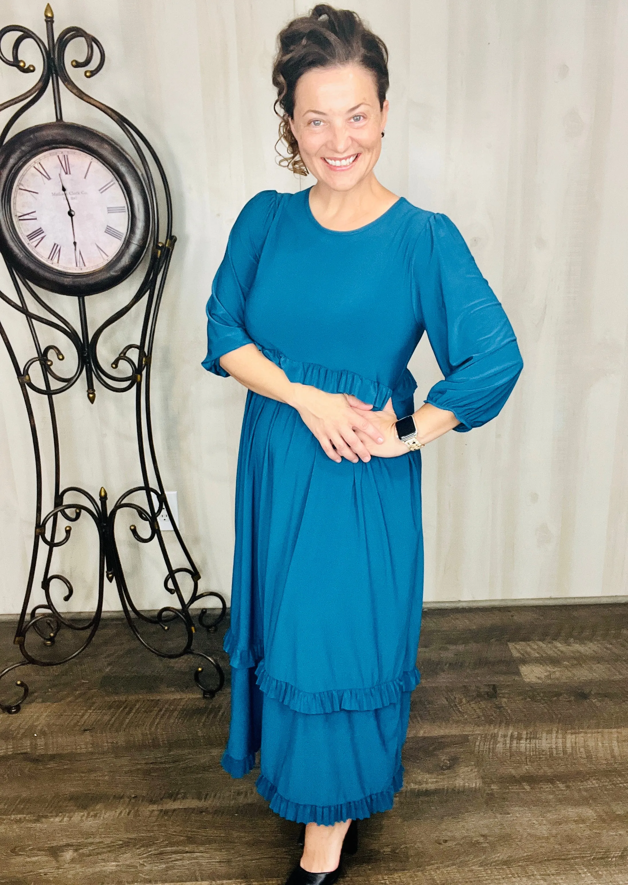 Amanda Teal Ruffle Dress