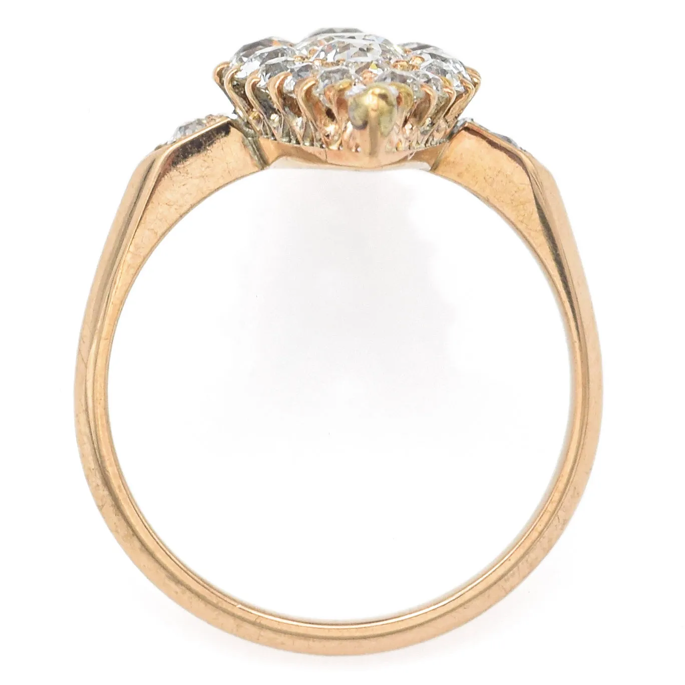 Antique 14K Yellow Gold 1.78 TCW Diamond Marquise Cocktail Ring