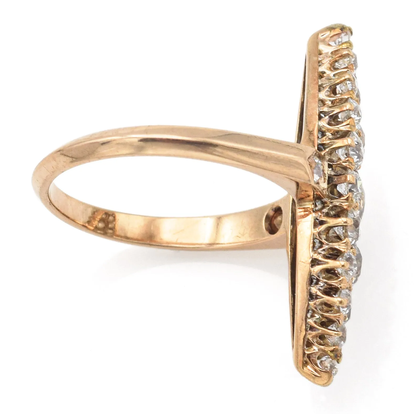 Antique 14K Yellow Gold 1.78 TCW Diamond Marquise Cocktail Ring