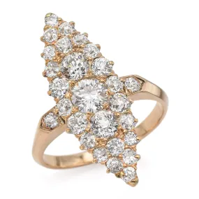 Antique 14K Yellow Gold 1.78 TCW Diamond Marquise Cocktail Ring