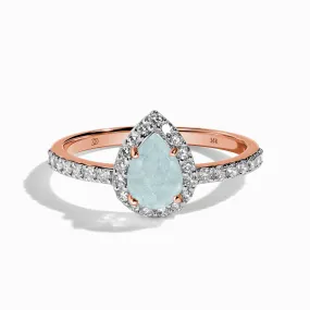 Aquamarine Lab Diamond Ring - Tear of Joy