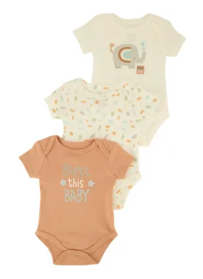 Baby Boys 0-9M Bless This Baby Graphic Bodysuit Trio