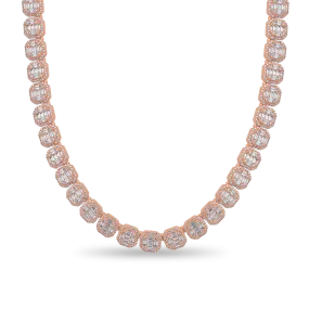 Baguette Clustered Tennis Chain - 8mm Rose Gold