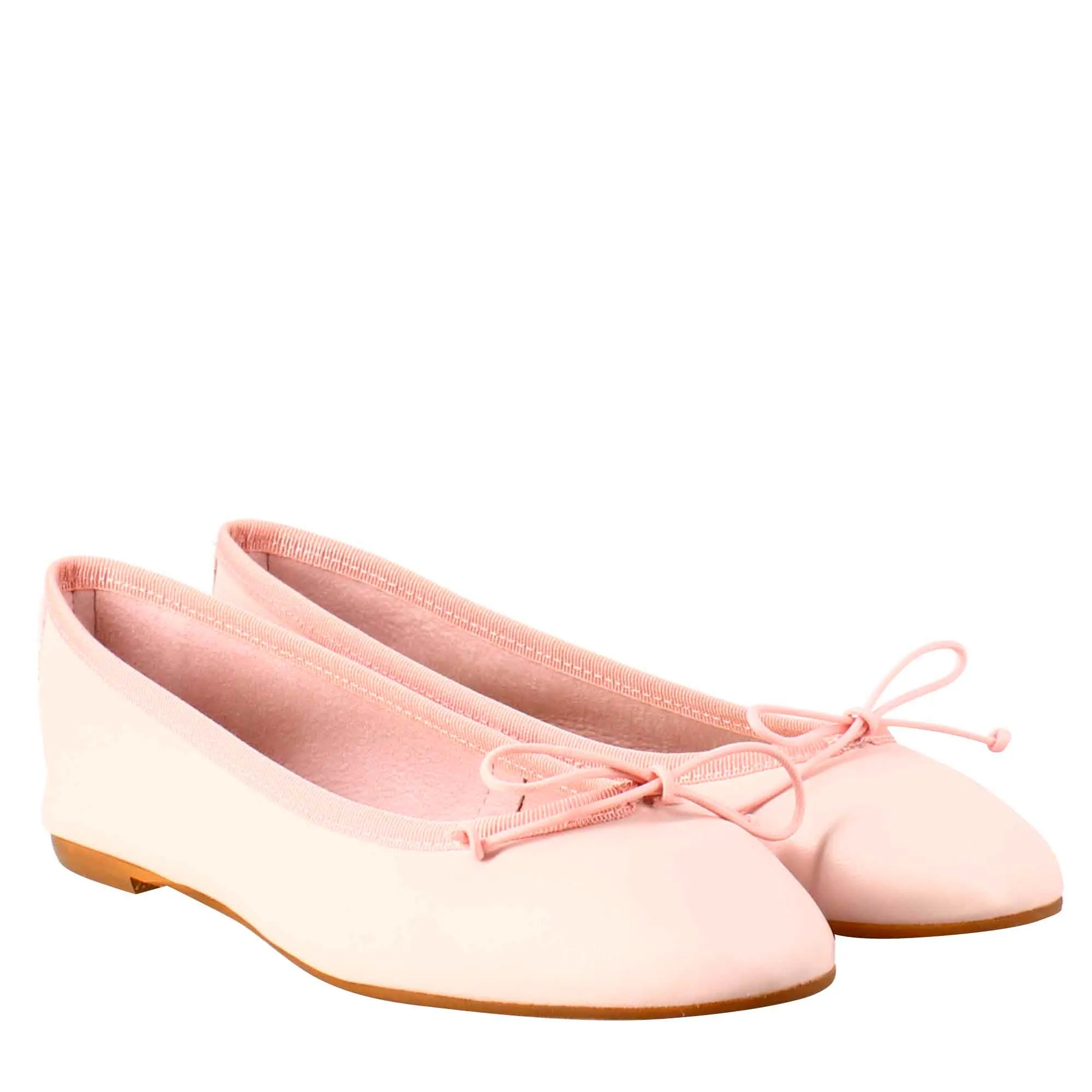 Ballerine leggere da donna color cipria in pelle liscia