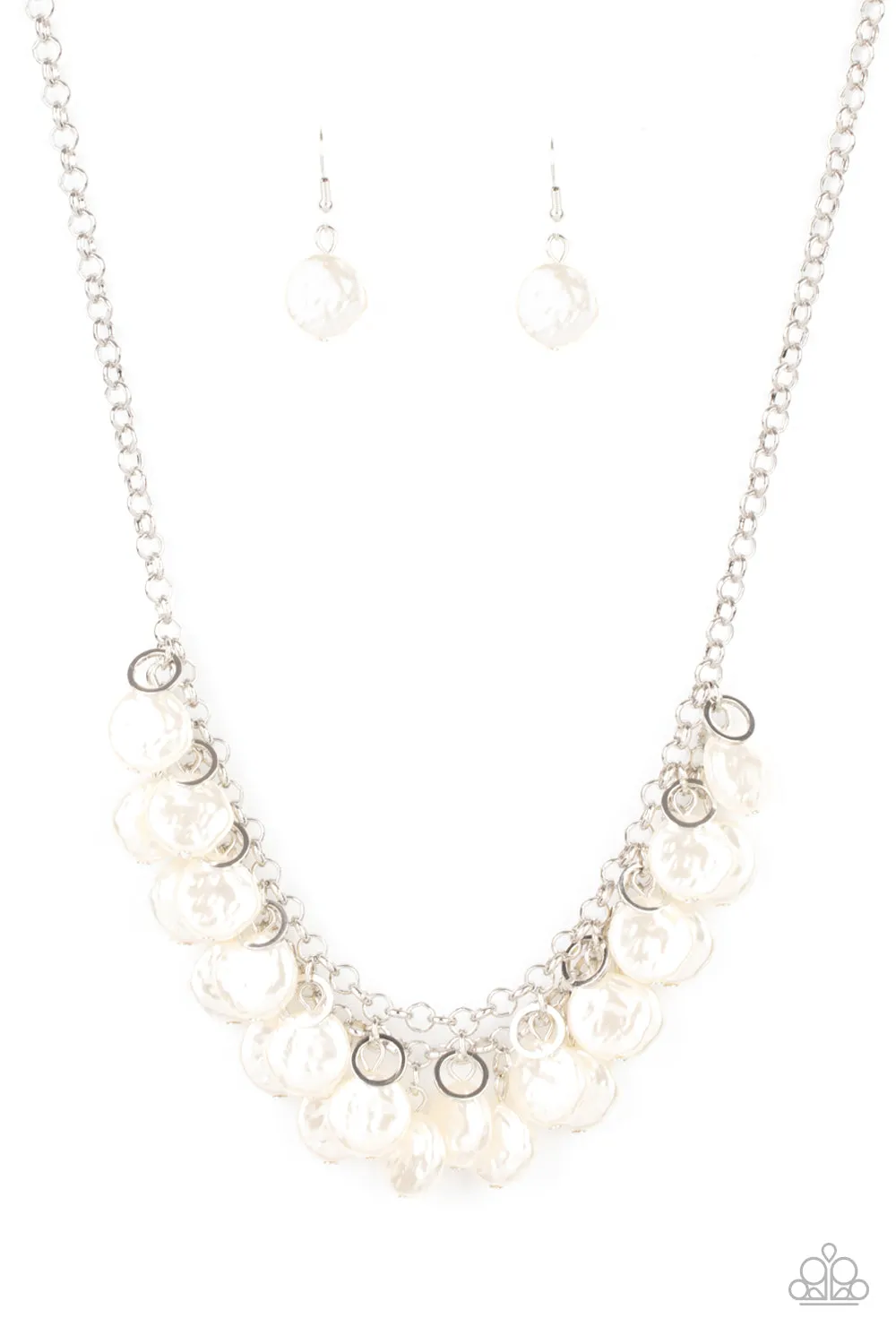 BEACHFRONT and Center - White Paparazzi Necklace