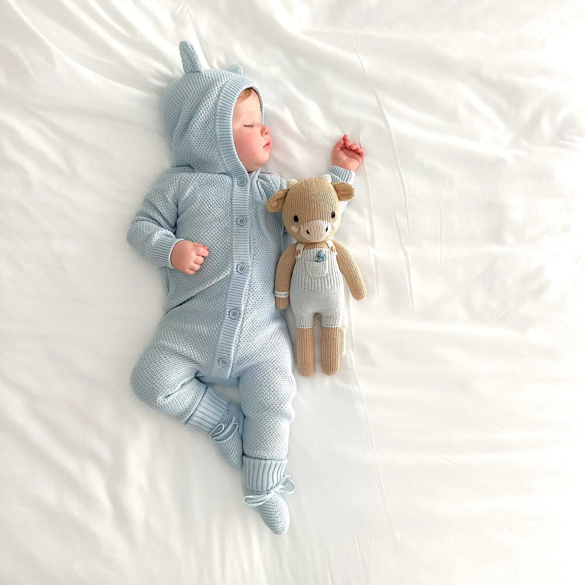 Bear Knitted Romper - Sky Blue