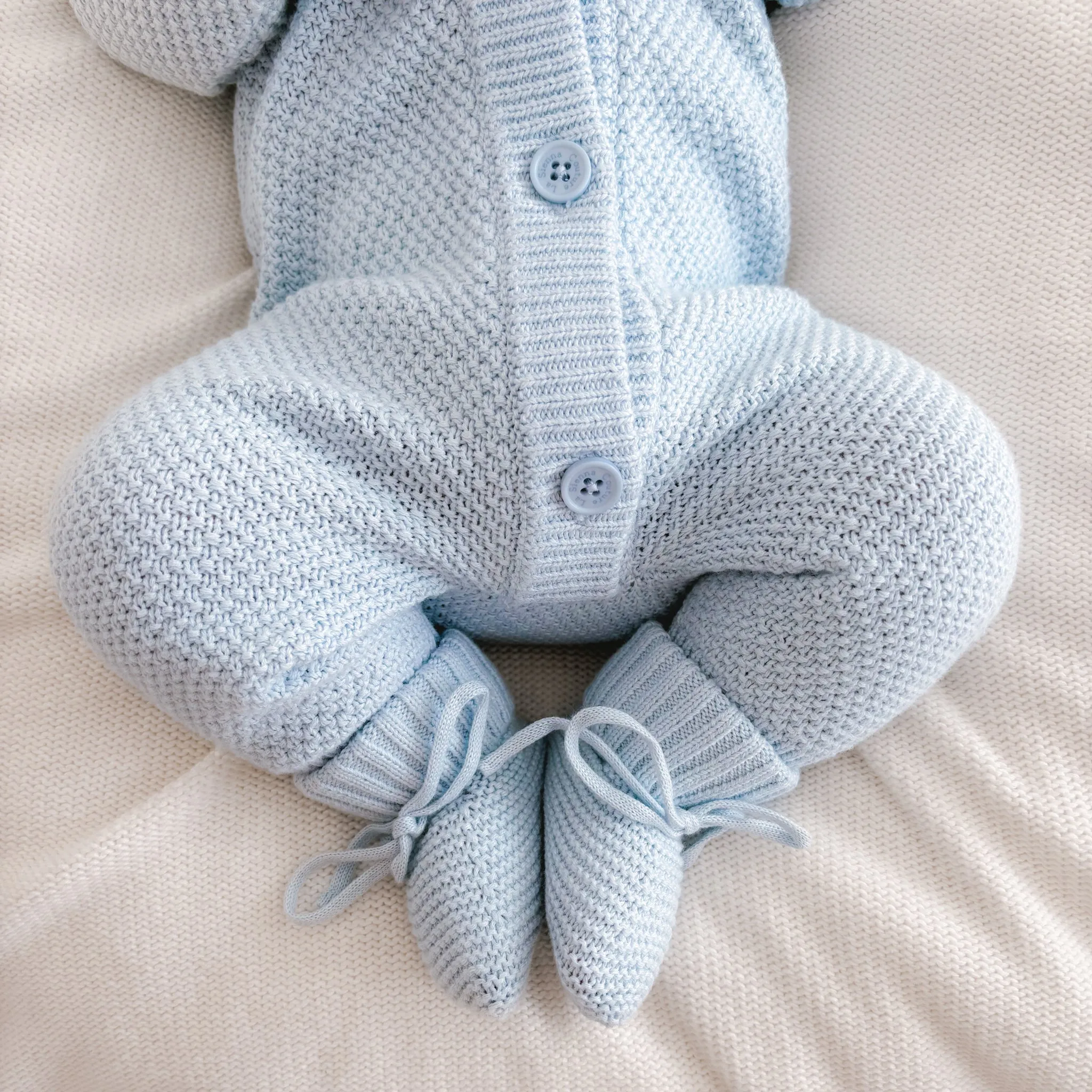 Bear Knitted Romper - Sky Blue