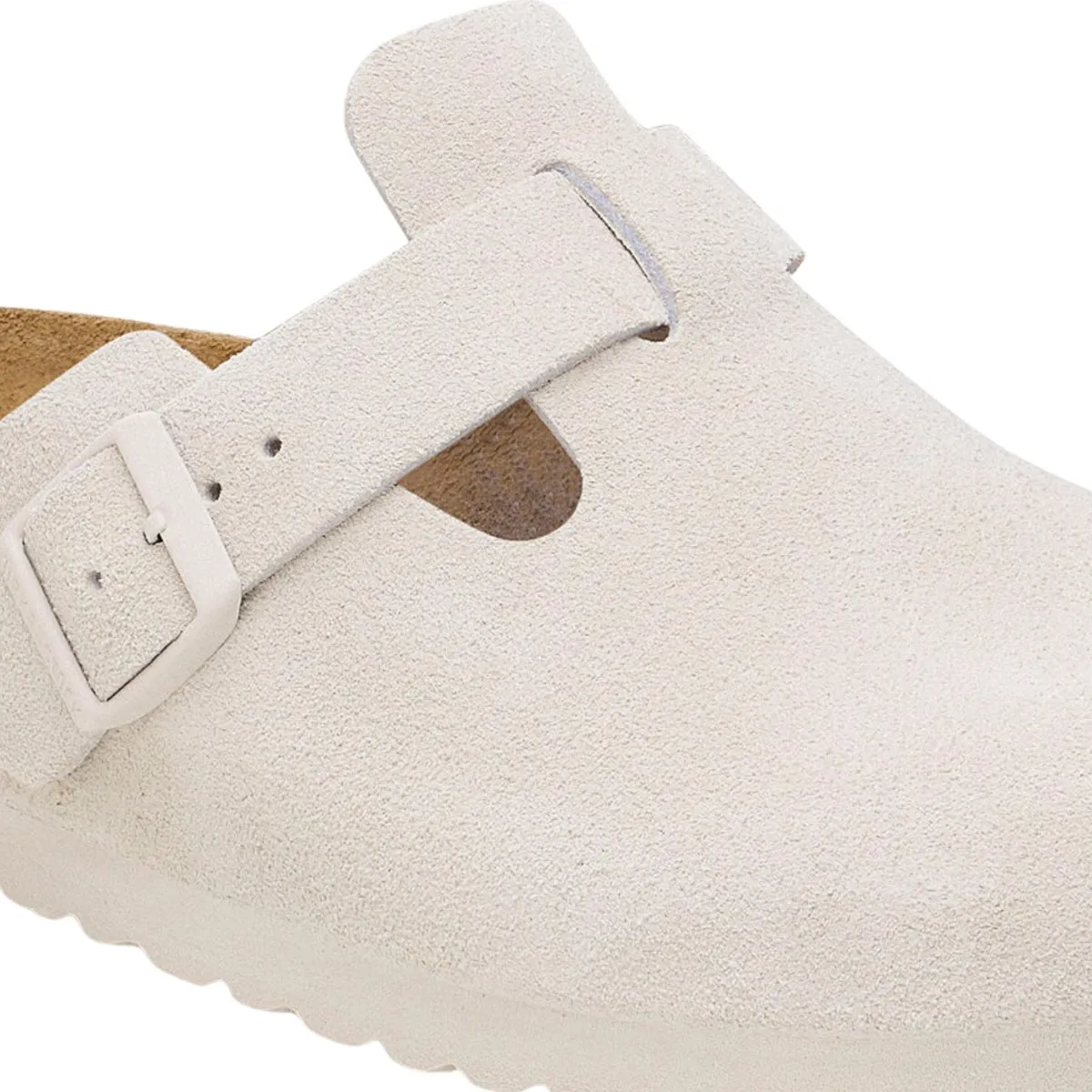 Birkenstock Women's Boston Antique White Suede Soft Footbed