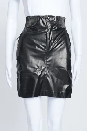 Black faux leather mini skirt