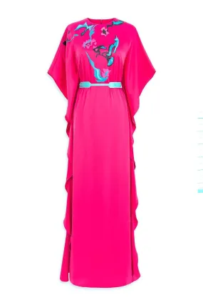 Blending Straight Batwing Sleeved Satin Crepe Floor Length Ao Dai