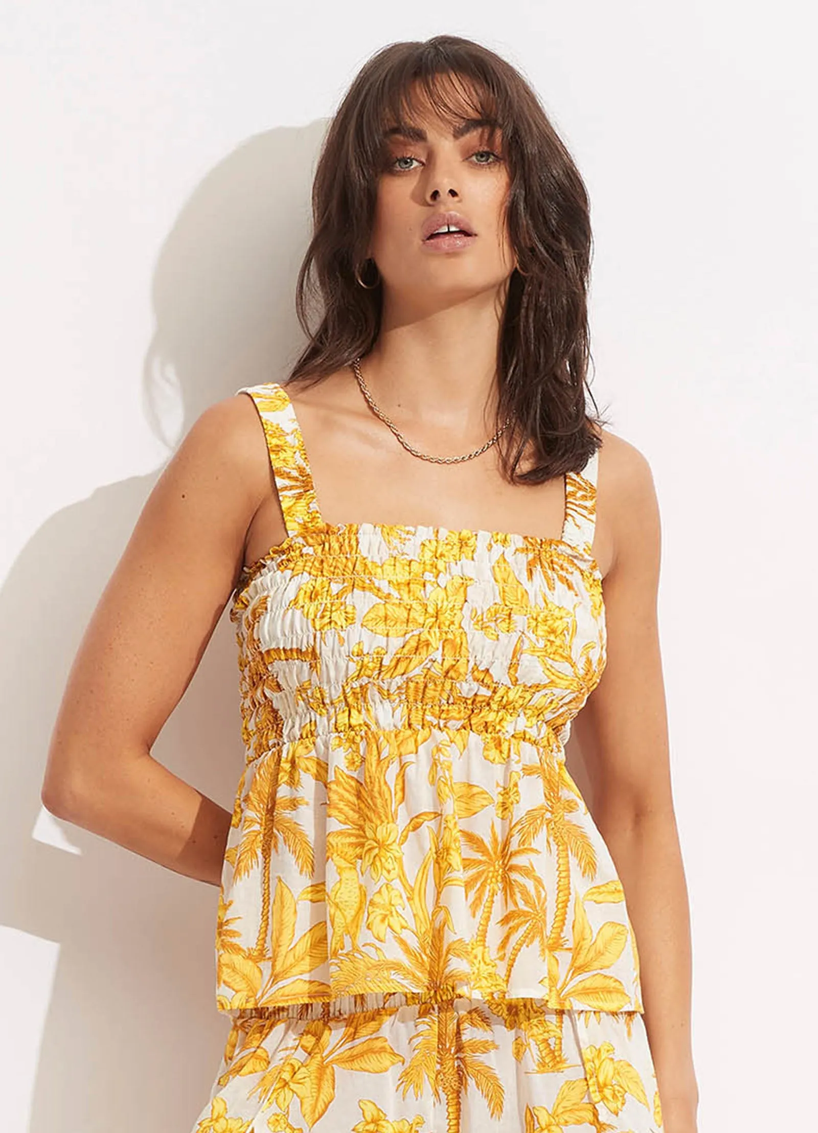 Castaway Shirring Top - Tuscan Sun