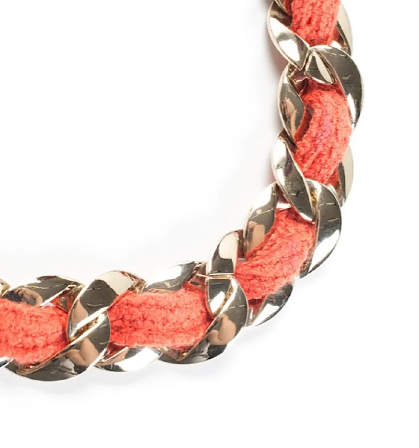 Chanel 08C 2008 Cruise Chain Link Orange TerryCloth Headband/Necklace