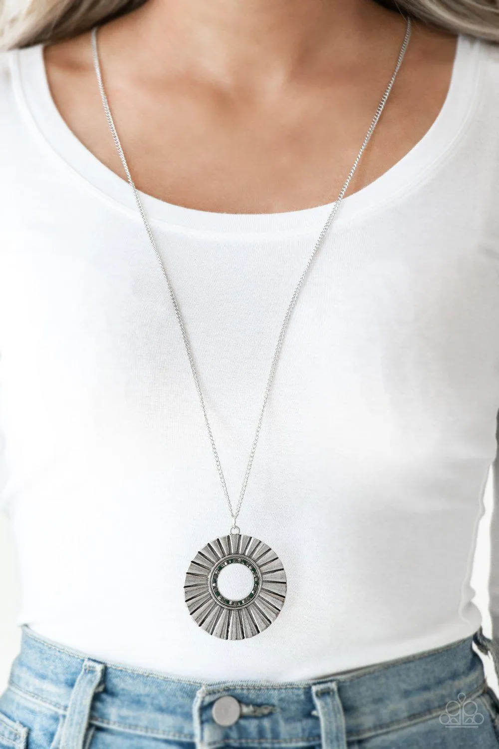 Chicly Centered Multi Rhinestone and Silver Necklace - Paparazzi Accessories