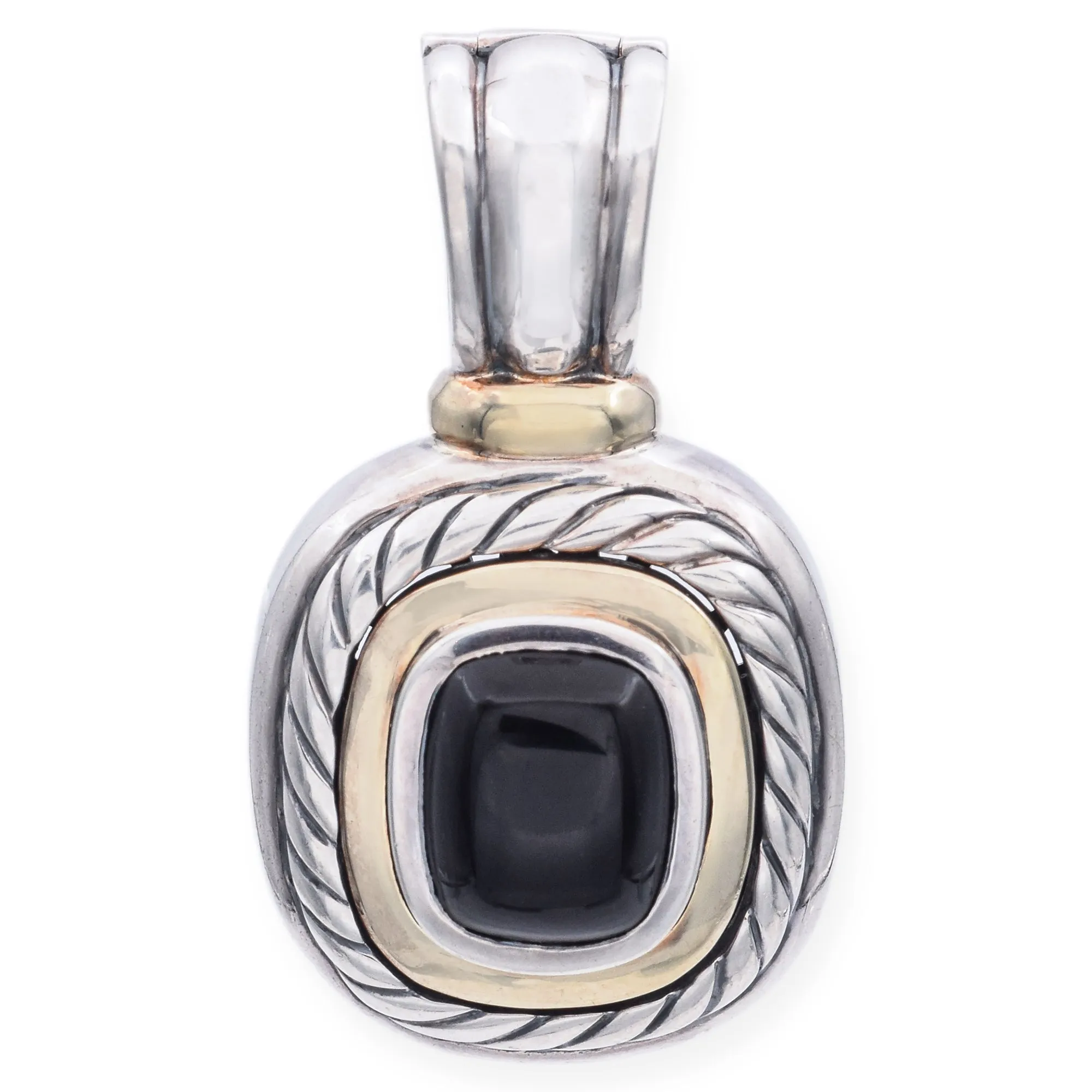 David Yurman Albion Sterling Silver and 14K Yellow Gold Onyx Enhancer Pendant