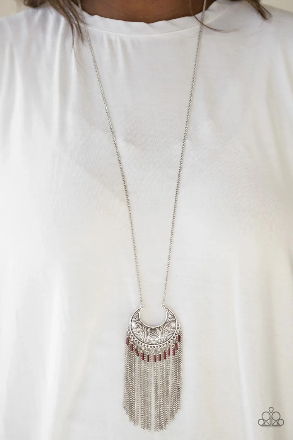 Desert Coyote Brown and Silver Fringe Necklace - Paparazzi Accessories