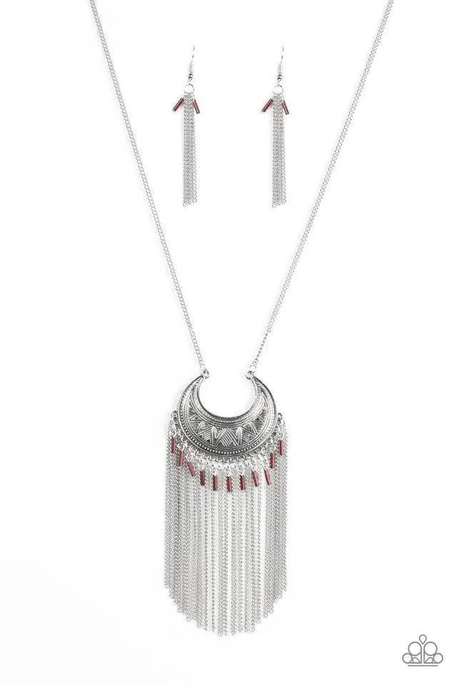 Desert Coyote Brown and Silver Fringe Necklace - Paparazzi Accessories