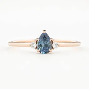 Emilie Ring 6mm Blue Montana Sapphire 14K Rose Gold