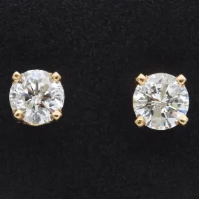 Estate 14K Yellow Gold 0.56 TCW Diamond Round Stud Earrings 4.25 mm