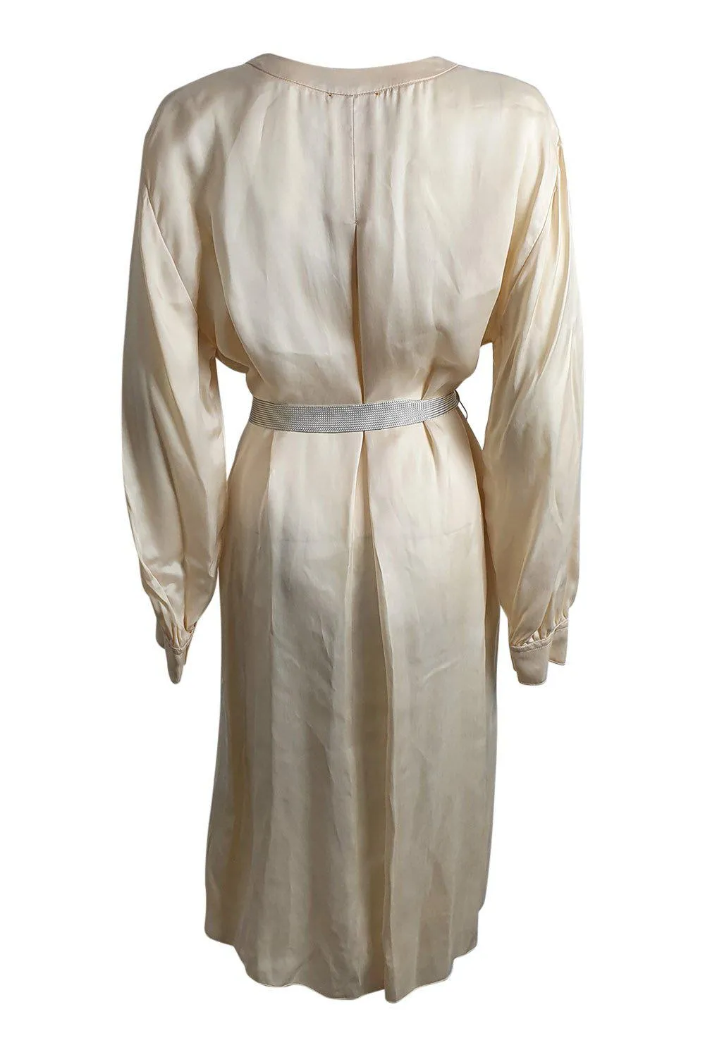 FORTE FORTE Ivory V Neck Long Sleeved Shirt Dress (L | III | IT 44 | UK 12)