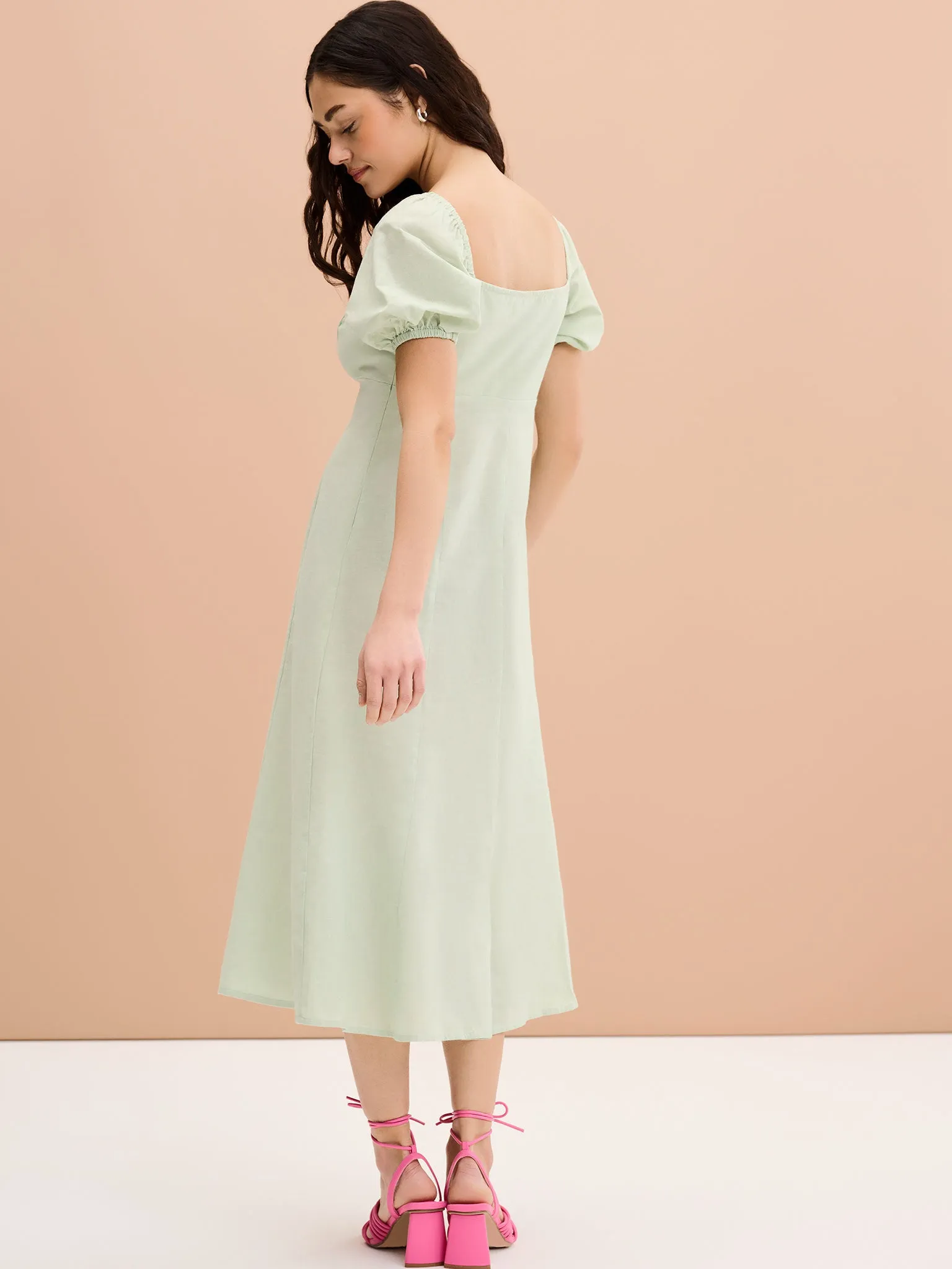 Harriet Linen Dress in Sage Green