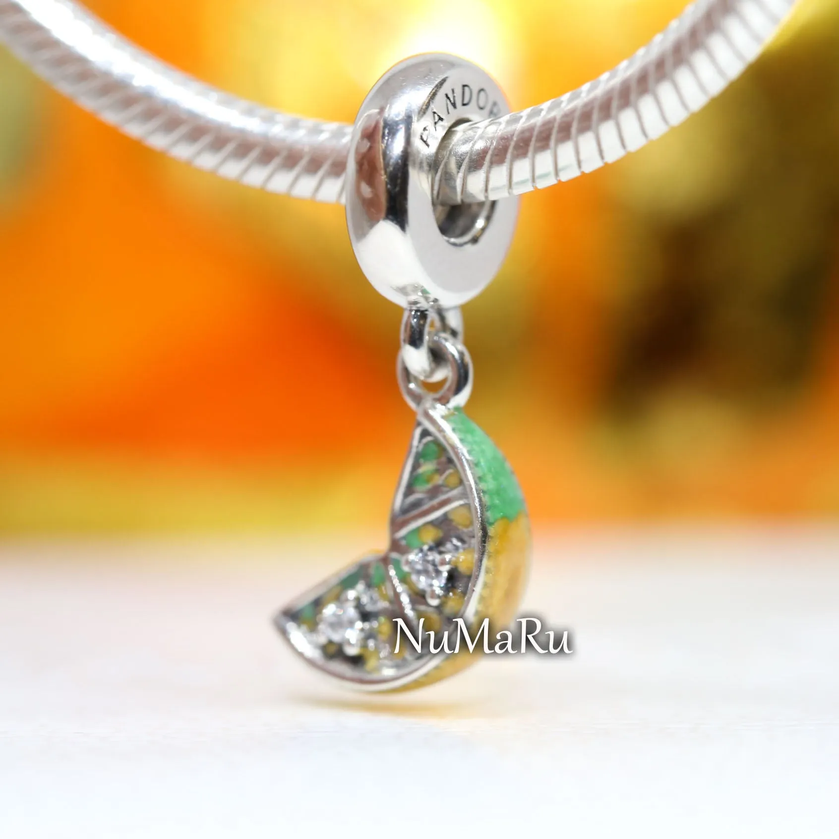 Lemon Slice Sparkling Fruit Dangle Charm 791696C01