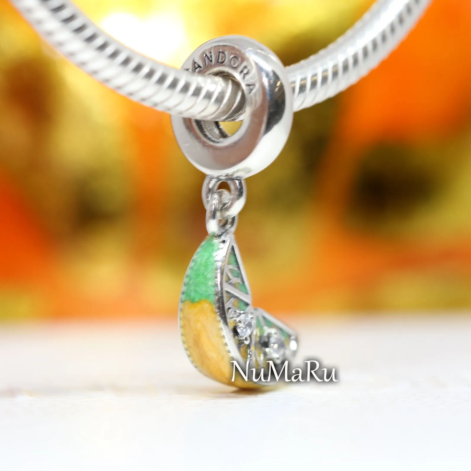 Lemon Slice Sparkling Fruit Dangle Charm 791696C01