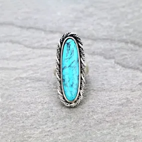 Long Turquoise framed ring