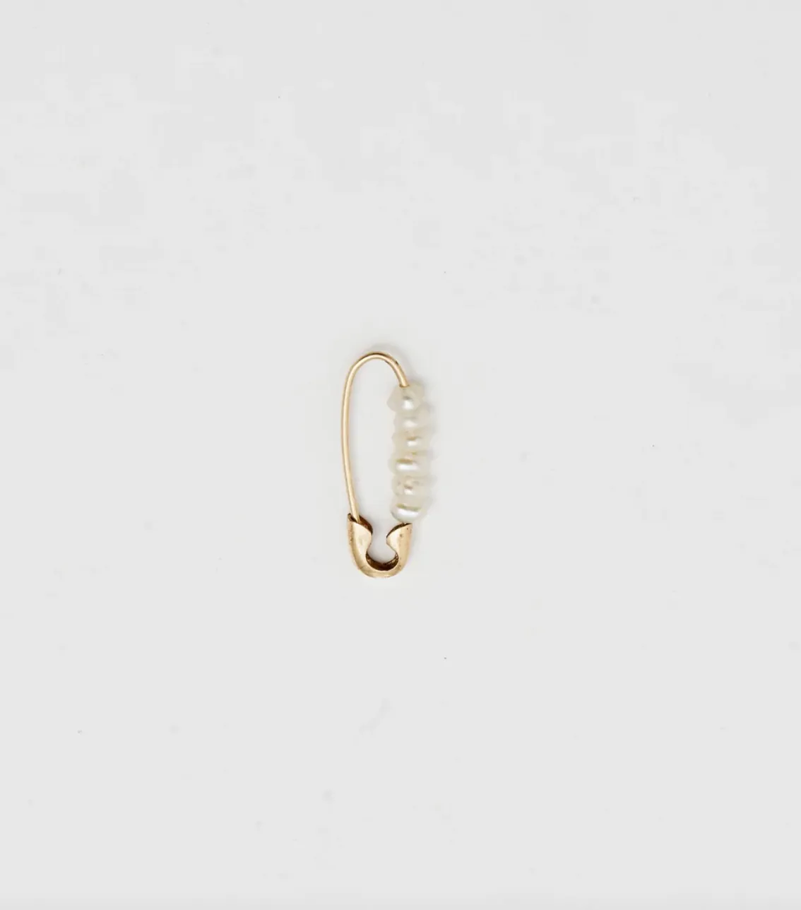 Loren Stewart :: Mini Friendship Pearl Safety Pin 14K Yellow Gold SINGLE