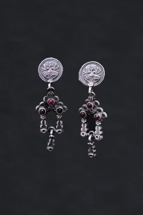 Lotus Motif Owl Hanging Earrings