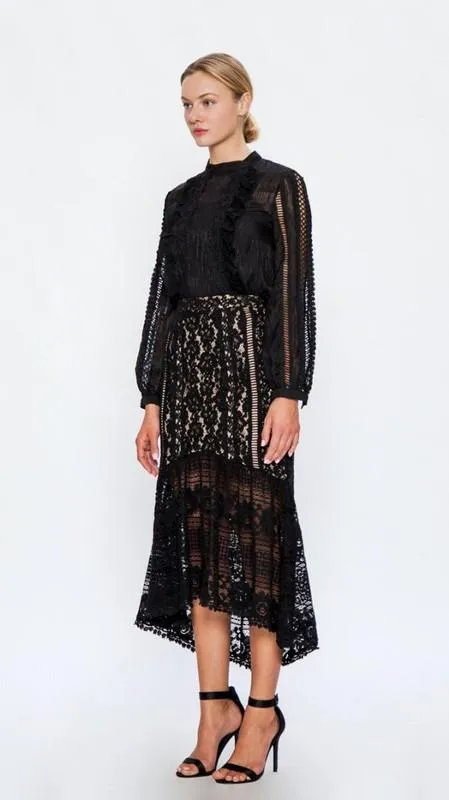 Love In Paris Lace Black Midi Skirt 1