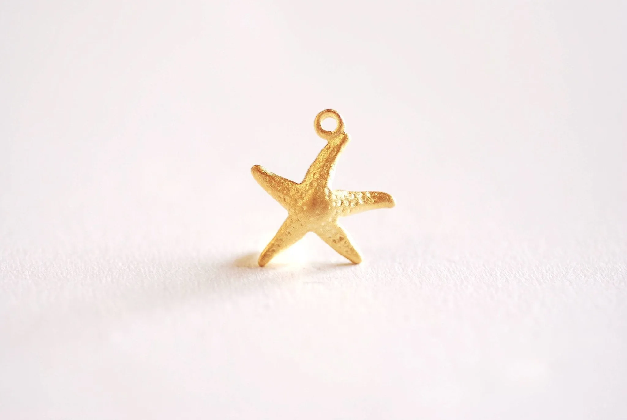 Matte Gold Wholesale Starfish Charm- Vermeil Gold Starfish Charm Pendant, Sea Life, Beach Ocean themed charms, Gold Star Charm, Sea Urchin, 136