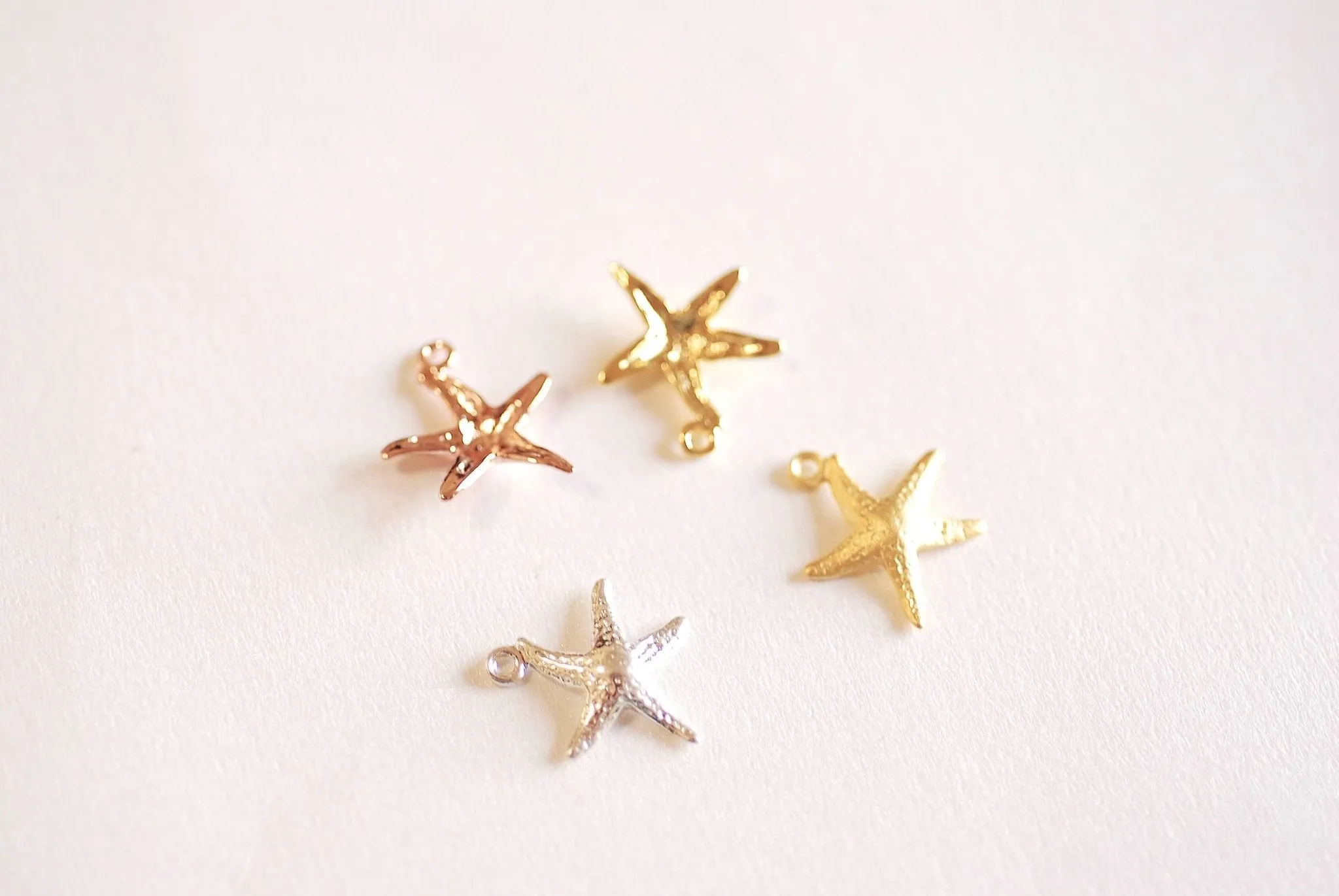 Matte Gold Wholesale Starfish Charm- Vermeil Gold Starfish Charm Pendant, Sea Life, Beach Ocean themed charms, Gold Star Charm, Sea Urchin, 136