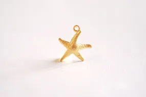 Matte Gold Wholesale Starfish Charm- Vermeil Gold Starfish Charm Pendant, Sea Life, Beach Ocean themed charms, Gold Star Charm, Sea Urchin, 136