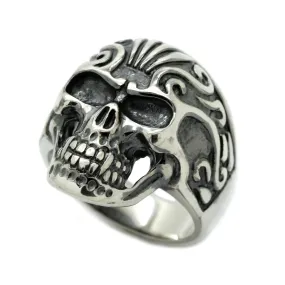 Maya Skull Men's Ring Sterling Silver 925