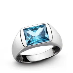 Men's Ring with 3.40ct Single Gemstone in 925 Sterling Silver