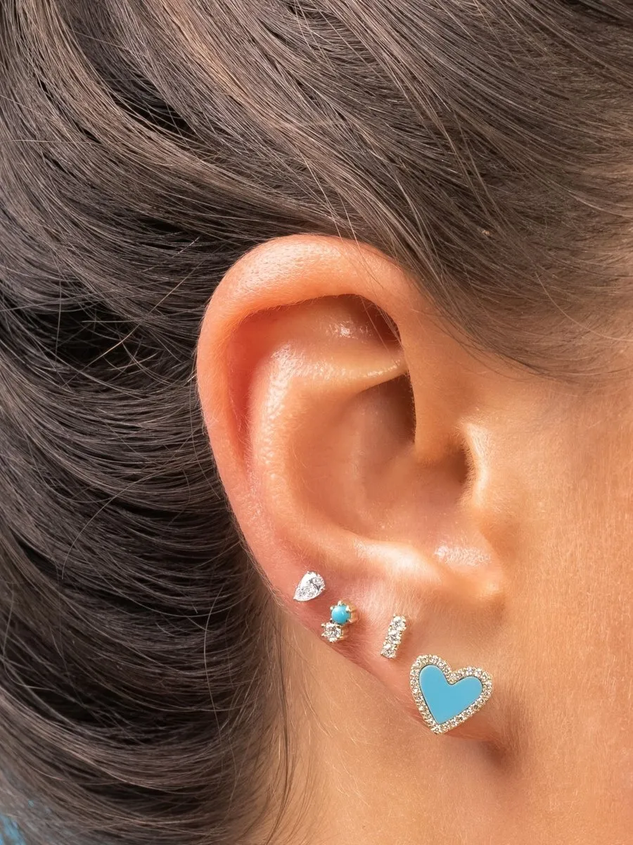 Mini Diamond Bar Stud Earring 14K