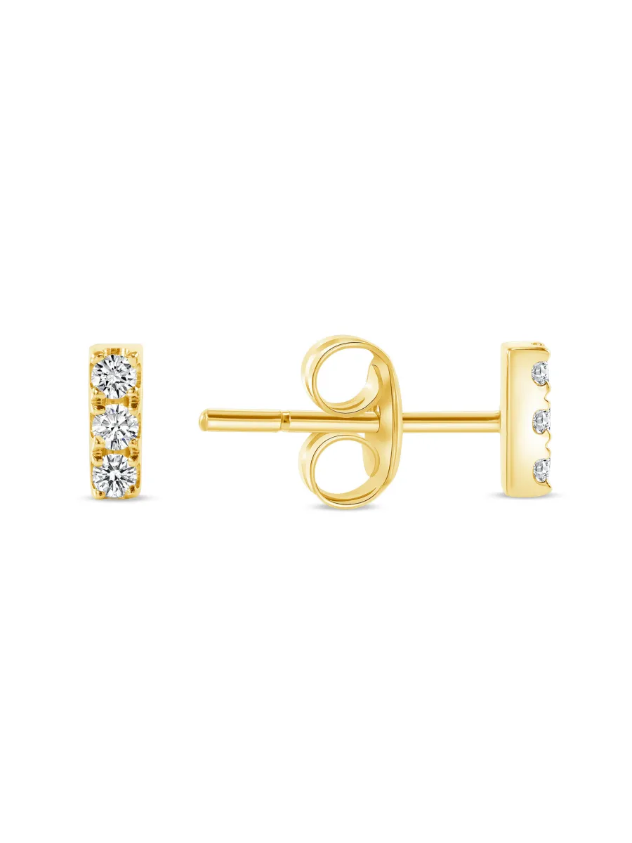 Mini Diamond Bar Stud Earring 14K