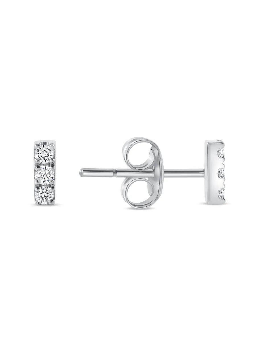 Mini Diamond Bar Stud Earring 14K