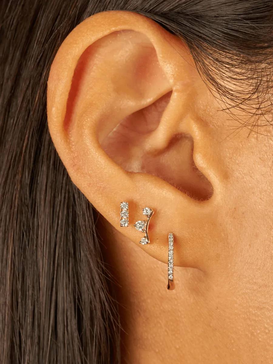 Mini Diamond Bar Stud Earring 14K