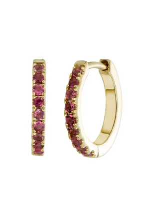 Mini Halo Hoops - Pink Tourmaline - Gold