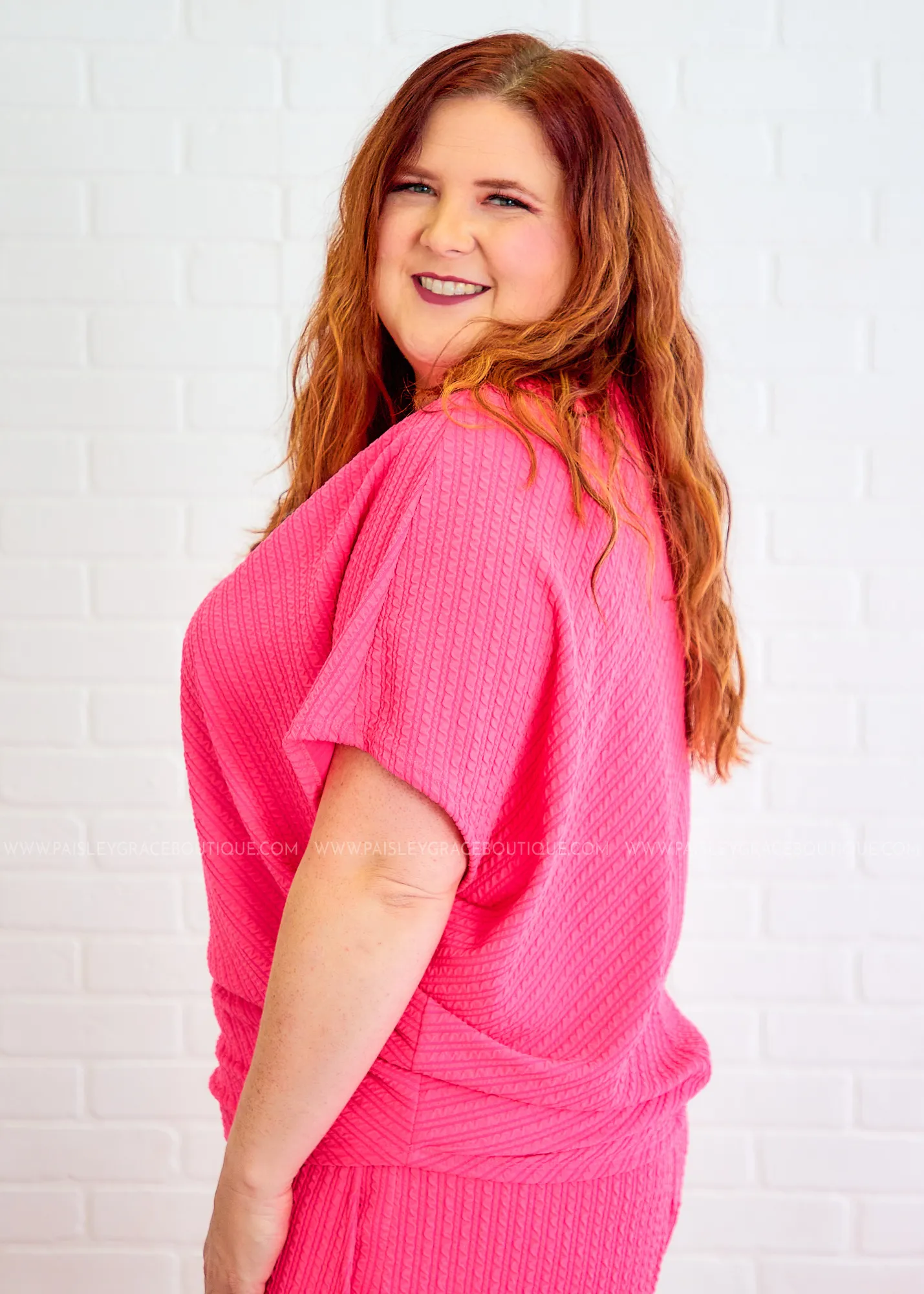 Natasha Textured Top - Neon Fuchsia