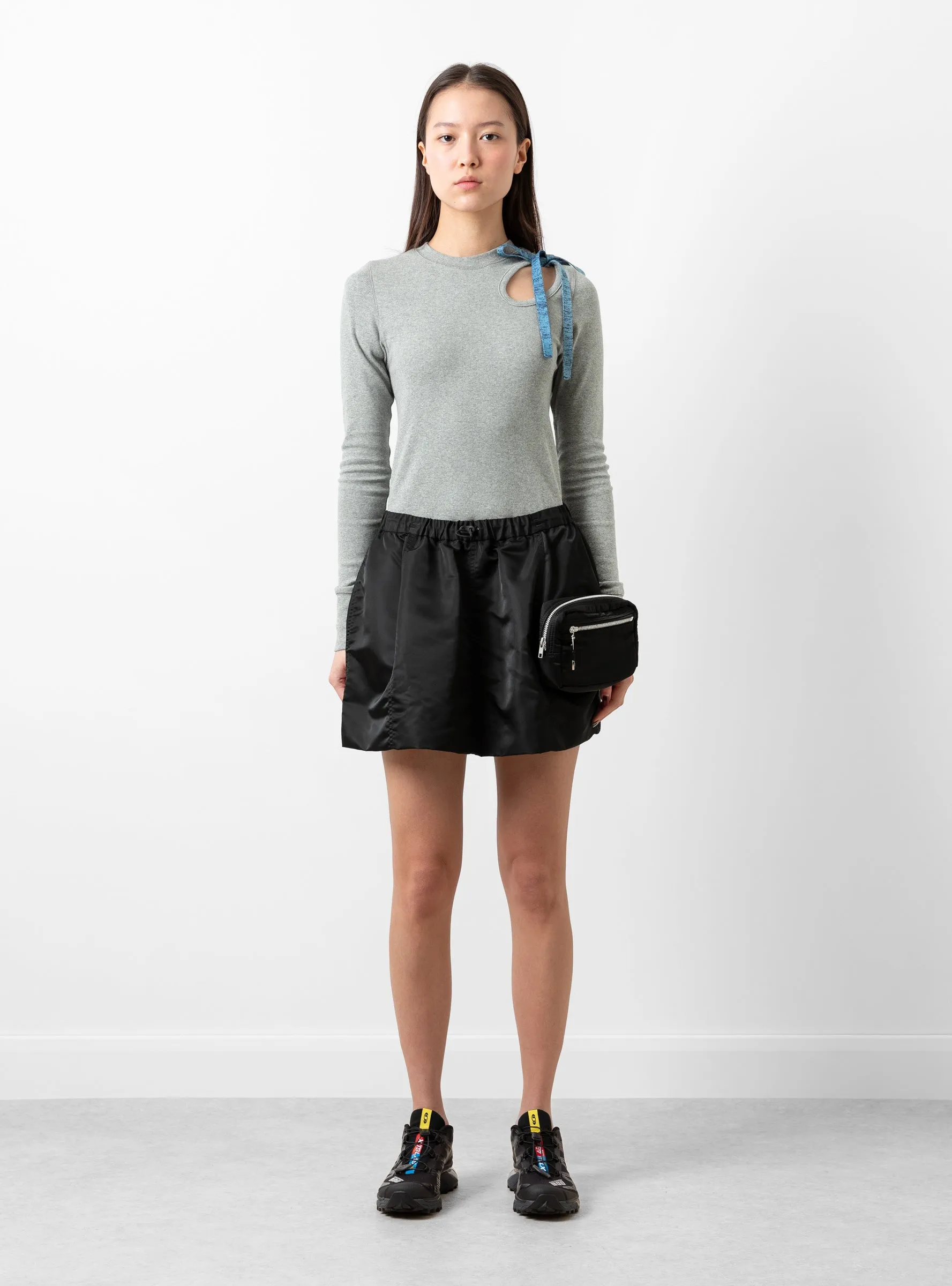 Nylon Twill Skirt Black