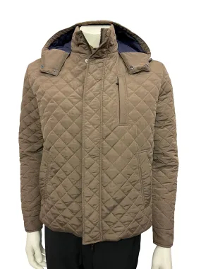 Pal Zileri Men's Quilted Hooded Jacket - BROWN