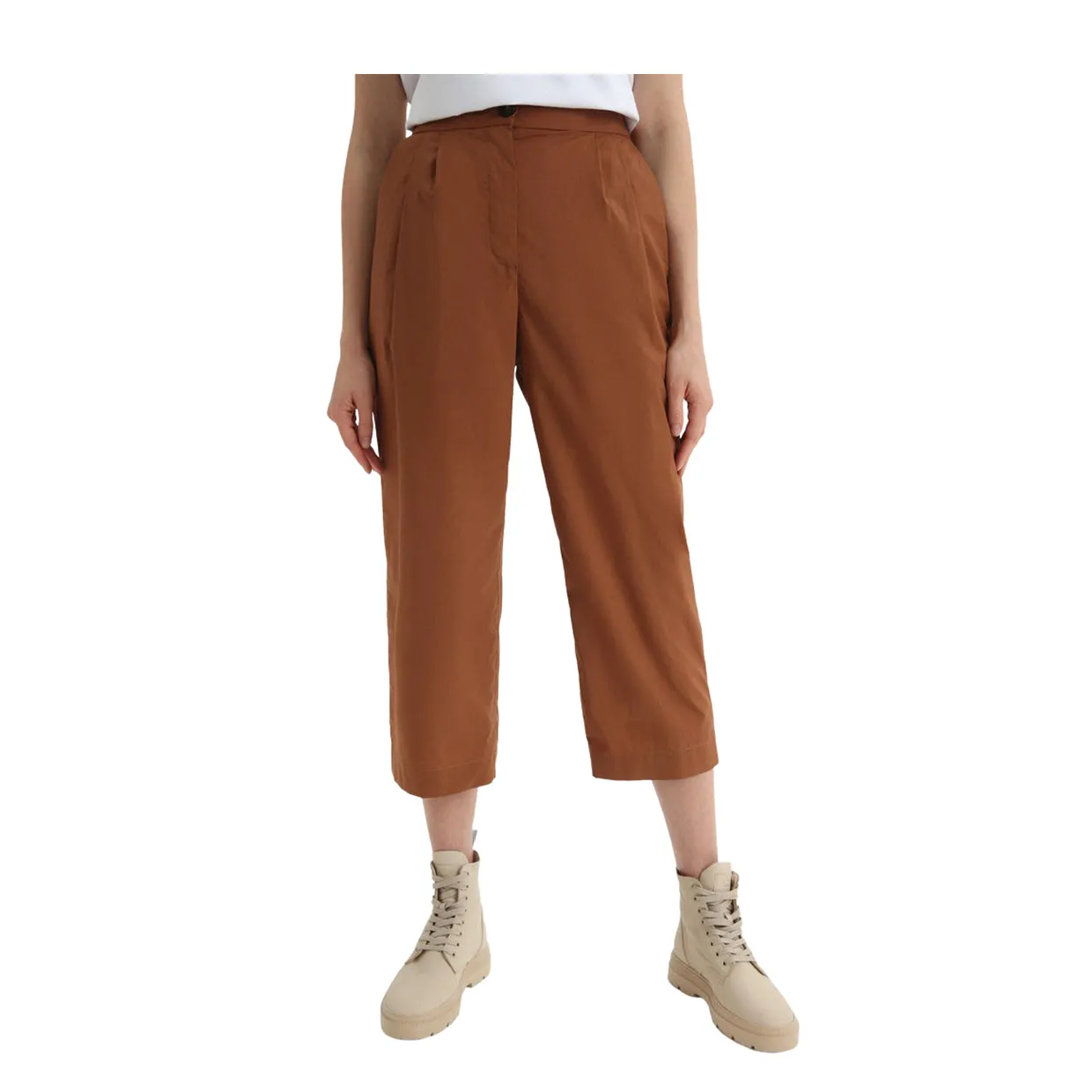 Pantaloni Donna Woolrich Popeline Cotone Marrone